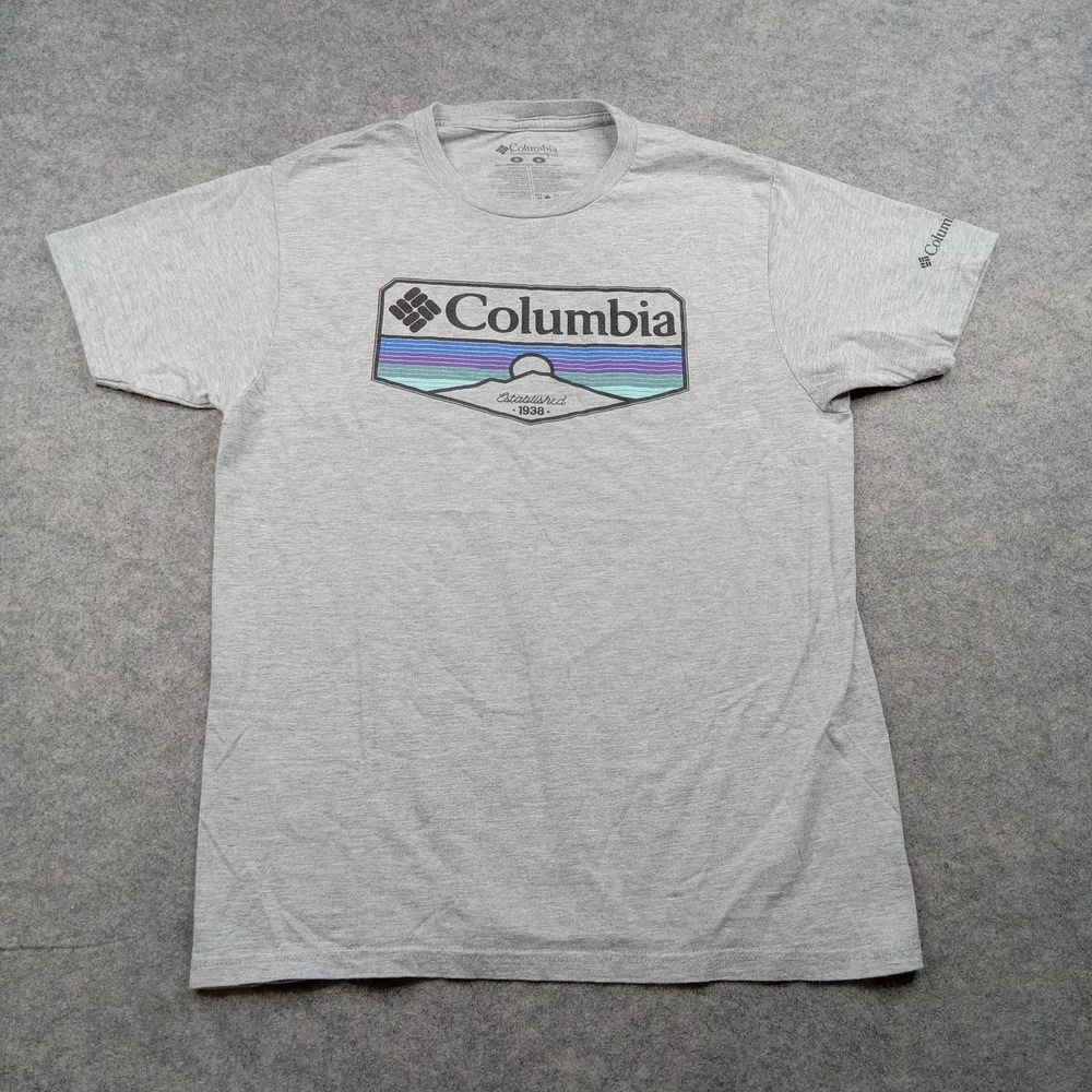 Columbia Shirt‎ Mens Medium Gray Graphic Tee Short Sleeve Outdoors Logo